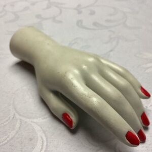 Vintage hand, mannequin, red painted nails